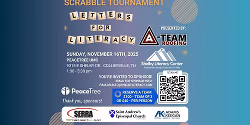 Letters for Literacy Scrabble Tournament - Sun. 11\/16\/25 (1-5:30 pm)