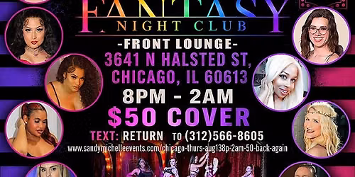 TRANSGIRLS CHICAGO MONTHLY RETURNS THURSDAY AUGUST 13 8p-2:30a