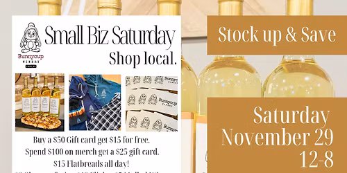 Small Biz Saturday at Bunnycup Winery! Shop Local this holiday season!