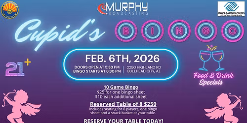 Cupid's Bingo 2026 - Boys and Girls Club of the Colorado River