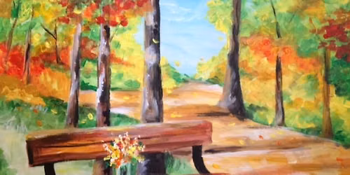 Sip & Paint Fall Park Bench - BYOB and Free Parking