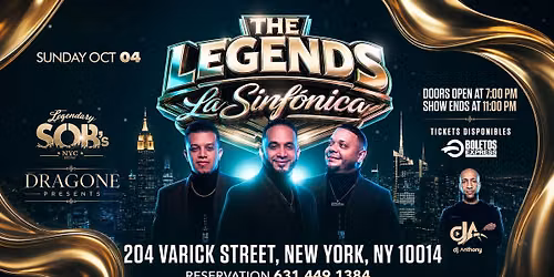 \ud83d\udd25 \u00a1El t\u00edpico llega a Downtown Manhattan! The Legends La Sinf\u00f3nica en vivo en SOB\u2019s NYC