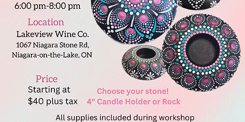 Niagara On The Lake-4" Lotus at Dusk Mandala Rock or Candle Holder Workshop