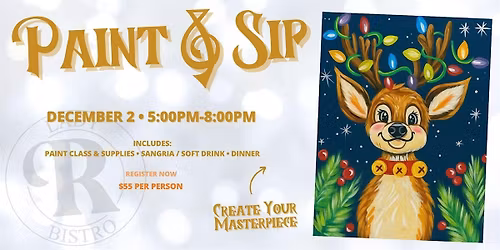 Paint and  Sip - Lit Reindeer