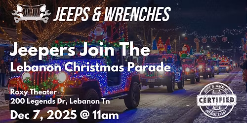 Jeepers Join The Lebanon Christmas Parade