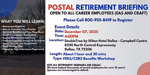 Post Office Employees Retirement Seminar Dallas - 12\/07\/25