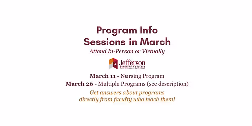 Program Info Sessions March 11 & 26