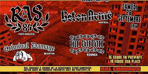 Skunk Party III : R.A.S. 84 \/ B\u00e9ton Arm\u00e9 \/ Criminal Damage