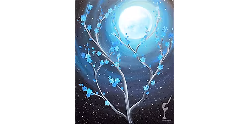 Moonlit Teal Cherry Blossoms - Paint and Sip in San Antonio | Classpop!\u2122