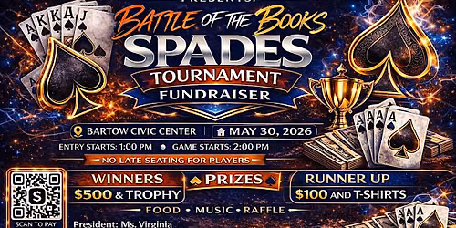 Bartow Nationals Spades Tournament Fundraiser-Battle of the Books\u2660\ufe0f
