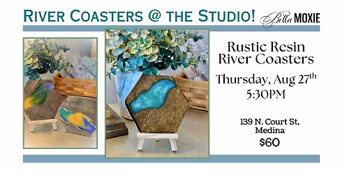 Rustic Resin River Coasters