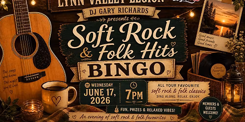 Soft Rock & Folk Hits Bingo at the Lynn Valley Legion!