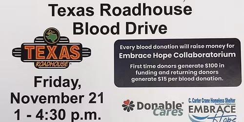 Blood Drive for C Carter Crane Homeless Shelter