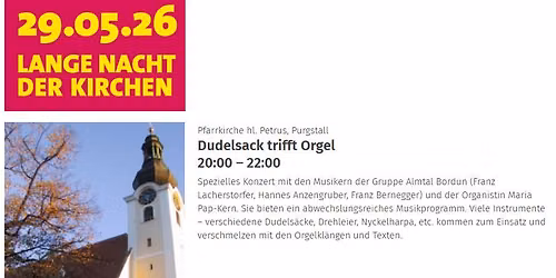 Lange Nacht der Kirchen 29.5.2026 Dudelsack trifft Orgel