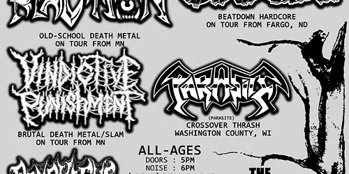 VISCERAL REACTION (MN) \/ CRUDGEL (Fargo, ND) \/ VINDICTIVE PUNISHMENT (MN) \/ PARASITE \/ PEMPHIGUS