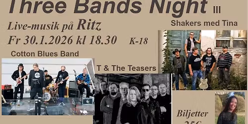 Shakers & Tina, Cotton Blues Band and T & The Teasers in Three Bands Night @ Ritz