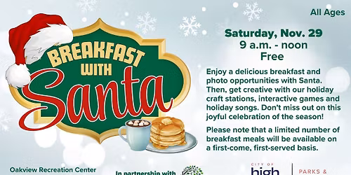 Breakfast with Santa at Oakview Recreation Center