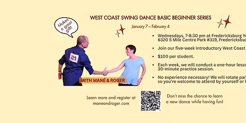 West Coast Swing at Fredericksburg Yoga and Wellness: Basic Beginner Progressive Series