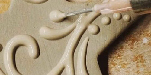 Pottery: Technique- Slip Trailing Leaves