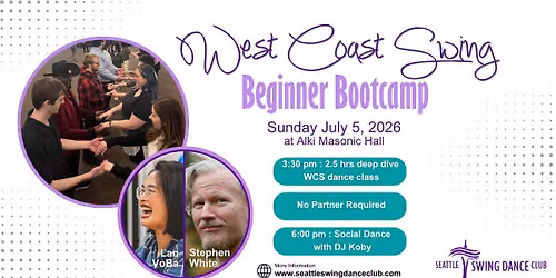 Seattle West Coast Swing Beginner Bootcamp with Lan VoBa and Stephen White, Dance with DJ Koby