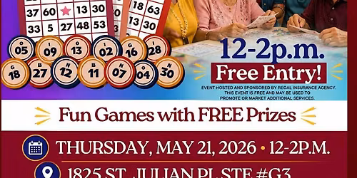 Regal Insurance Agency Senior Bingo Bash \u2013 Free Bingo & Prizes for Seniors