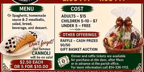 Annual Columbus Day Spaghetti Dinner