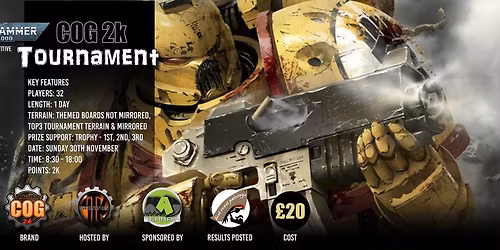 COG 2k - 1 day Warhammer 40000 Tournament - Sunday 30th November 2025