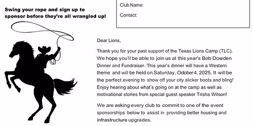 Oct 4, 2025 Bob Dowden Dinner and Fundraiser for Lions Camp