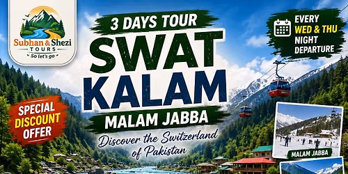 3 Days Trip Swat, Kalam, Mahodand & Malam Jabba
