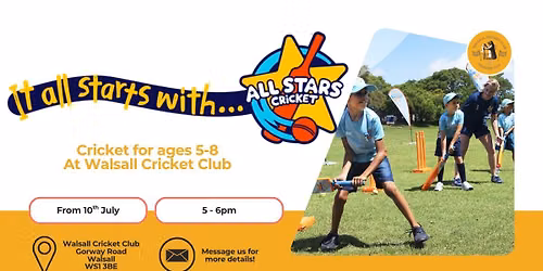 ALL STARS Cricket for ages 5-8 at Walsall Cricket Club