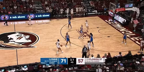 Florida State Seminoles at Duke Blue Devils Womens Basketball