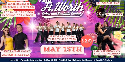 Pura Ft. Worth Salsa & Bachata Social May 15th 