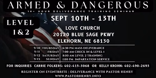 SEP.10TH- SEP.13TH | OMAHA, NE | Armed & Dangerous Deliverance Seminar