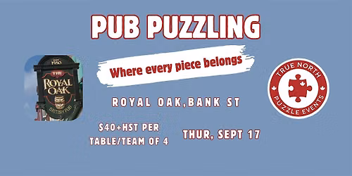 Pub Puzzling, Royal Oak, Bank St - Sept 17, 2026