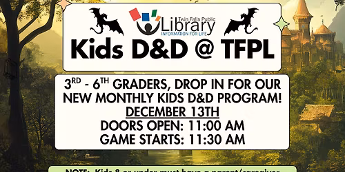Kids Dungeons & Dragons @ Twin Falls Public Library