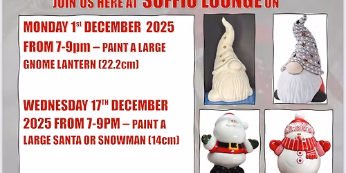 Festive paint a large Gnome lantern session lead by Marina\u2019s Pottery Magic