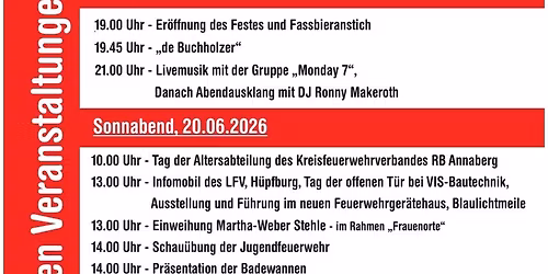 Feuerwehrfest 2026 - 130 Jahre Feuerwehr & 100 Jahre Blasorchester - 19. bis 21. Juni 2026