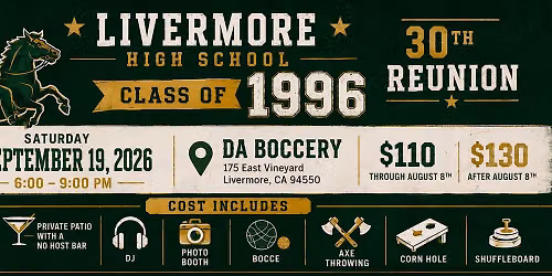 Livermore High School Class of 1996 30 Year Renuion