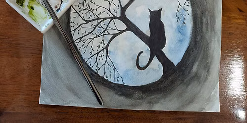 Watercolor Class and Social-Black Cats and Full Moons-Wednesday