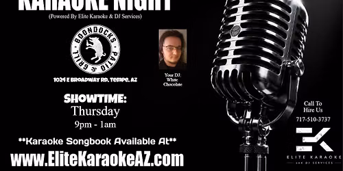 Thursday Night Karaoke at Boondocks Patio & Grill in Tempe, AZ 8p-Midnight w\/DJ White Chocolate