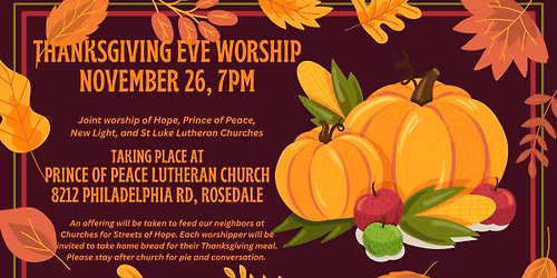 Joint Thanksgiving Eve Worship Service (and pie!)