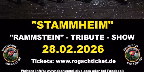 \u201cSTAMMHEIM\u201c \u2013 \u201cRAMMSTEIN\u201c Tribute-Show Live am 28.02.2026 ab 20:00 Uhr