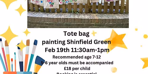 Design & paint your own tote bag Family & Child event recommended age 7 up