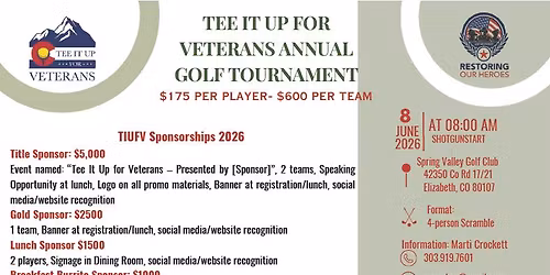 5th Annual Tee it Up For Veterans Golf Tournament