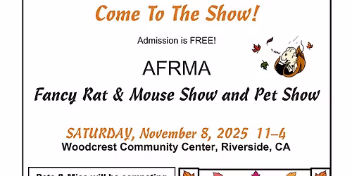 AFRMA Fall Fancy Rat & Mouse Show and Pet Show