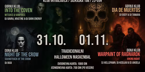 Tradicionalni Halloween Maskenbal #16 - Klub Vrtoglavica - Petak 31.10. & Subota 01.11.