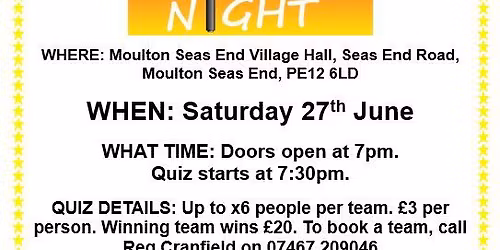 Quiz Night at Moulton Seas End Village Hall 