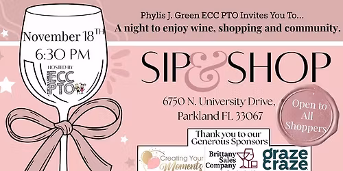 PJG ECC PTO Holiday Sip & Shop Night Out @ Kol Tikvah