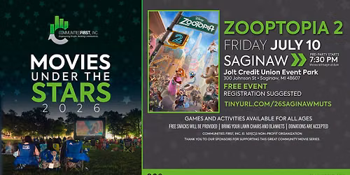 Movies Under The Stars Saginaw: Zootopia 2