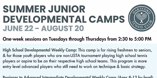 Summer Junior Developmental Camps